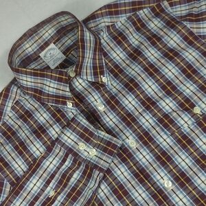 Brooks Brothers Slim Fit Flap Pocket Plaid Long Sleeve Mens Shirt Size Medium